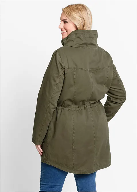 Korte katoenen parka met opstaande kraag, getailleerd, bonprix