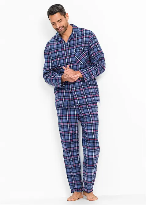 Flanellen pyjama met lange mouwen en knoopsluiting, bonprix