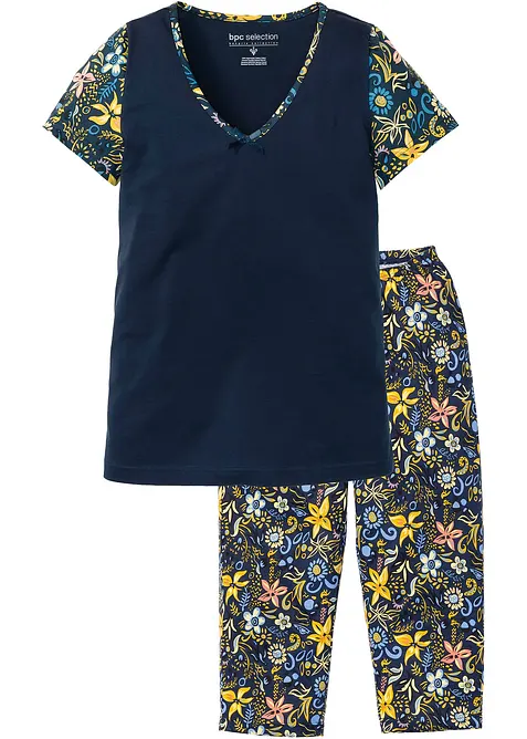 Capri pyjama met korte mouwen van puur katoen, bonprix