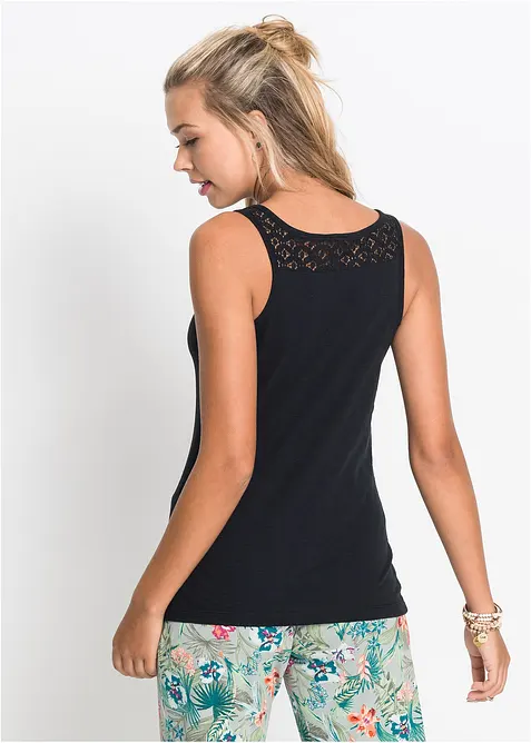 Tanktop met kant van katoen, bonprix