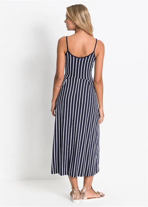 Gestreepte jersey zomerjurk met knopen, bonprix