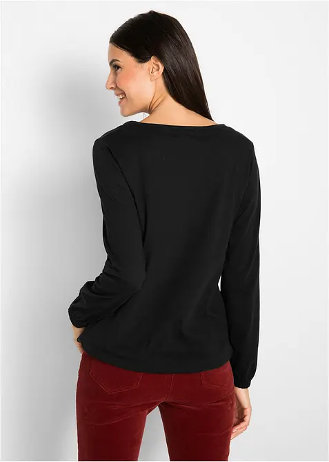 Katoenen longsleeve met elastiek van katoen, bonprix