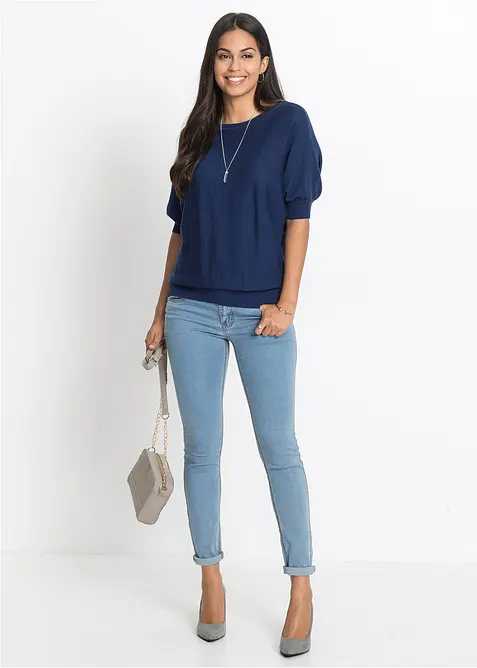 Fijn gebreide trui in een katoenmix, bonprix