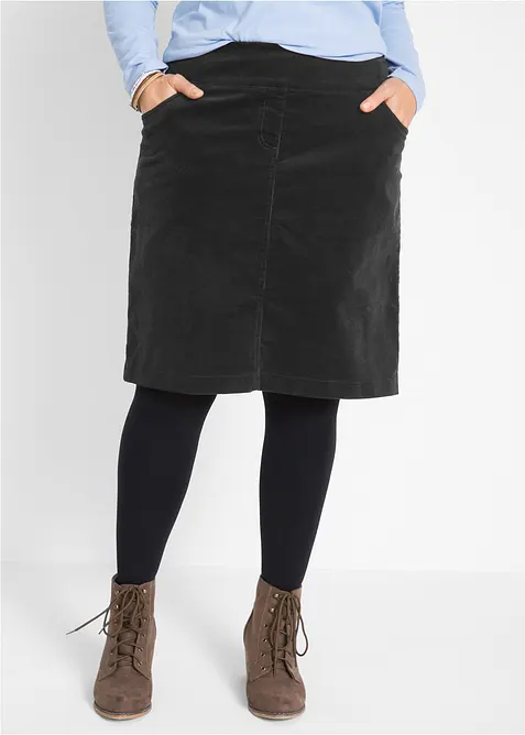 Stretch corduroy rok met een comfortabele band, bonprix