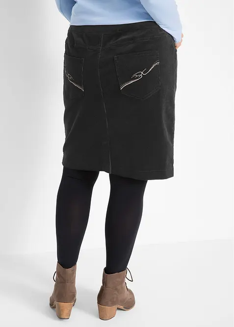 Stretch corduroy rok met een comfortabele band, bonprix