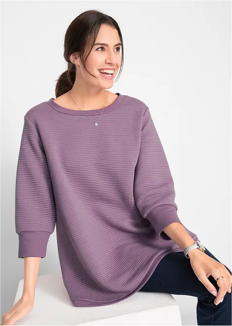Lange sweater in A-lijn, 3/4 mouw, bonprix
