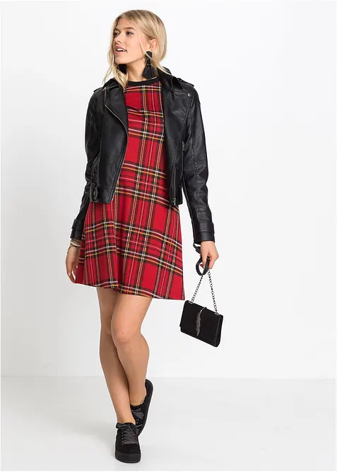 Mini jurk van jacquard met een ruitmotief, bonprix