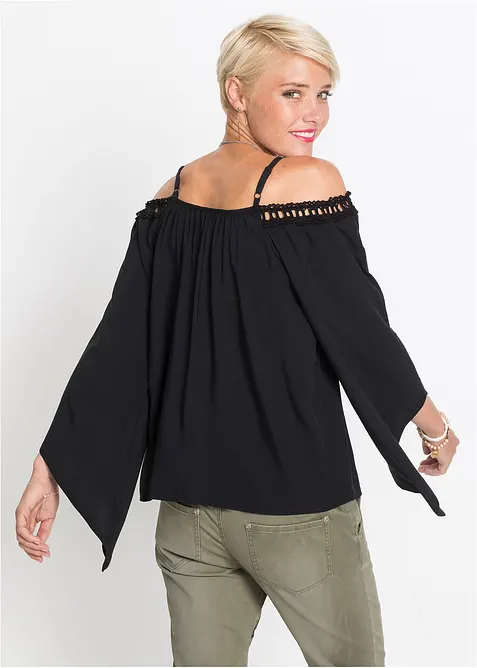 Schouderloze blouse van vloeiende viscose, bonprix