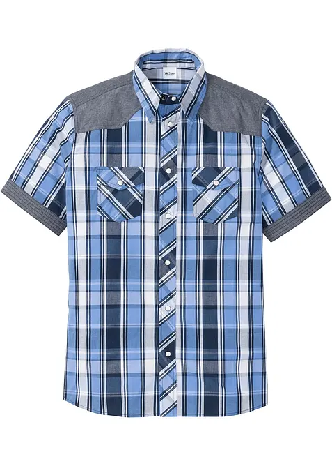 Overhemd met korte mouwen en denim details, bonprix