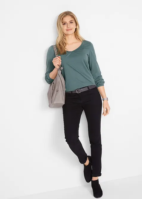 Katoenen longsleeve met elastiek van katoen, bonprix