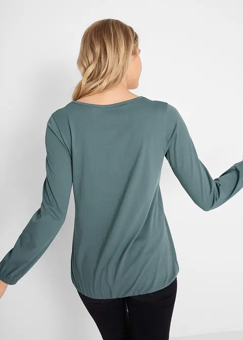 Katoenen longsleeve met elastiek van katoen, bonprix