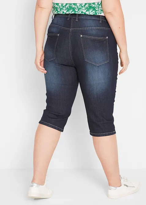 Stretch jeans bermuda met omslag, bonprix