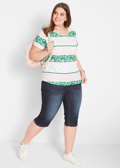 Stretch jeans bermuda met omslag, bonprix