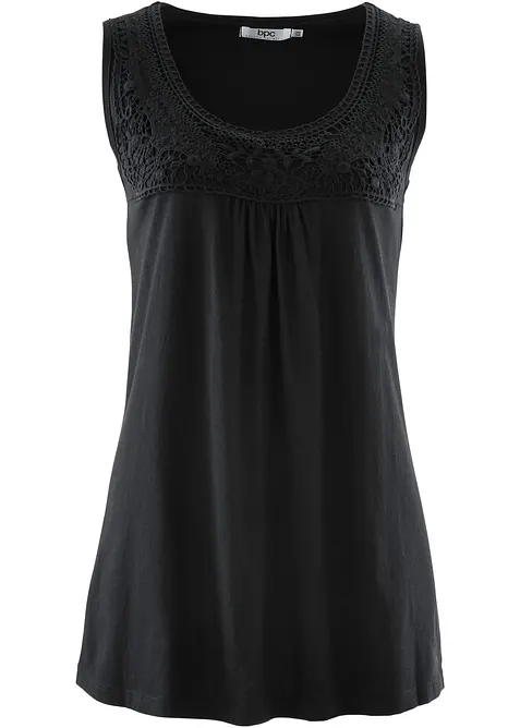 Katoenen longtop met kant, bonprix