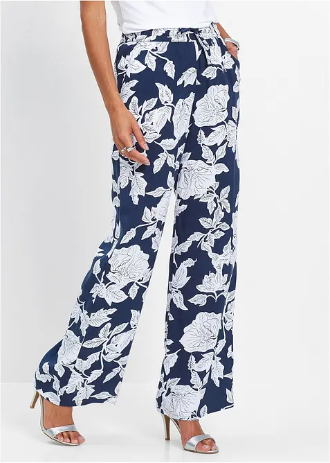 Palazzo broek van vloeiende viscose gedessineerd, bonprix