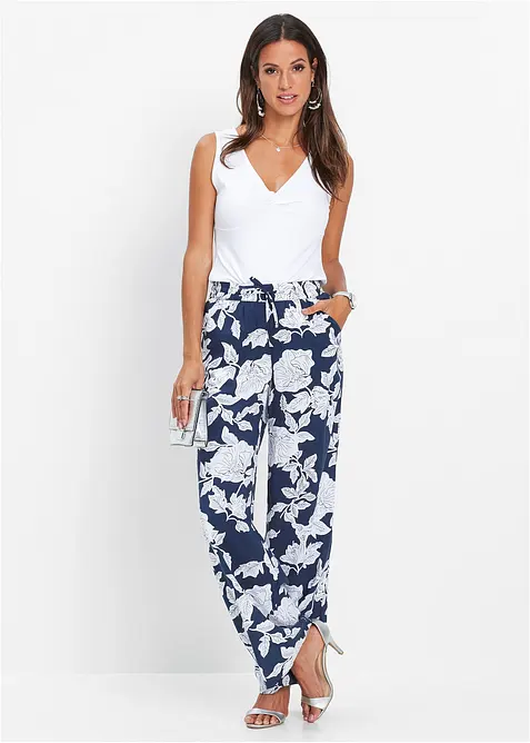 Palazzo broek van vloeiende viscose gedessineerd, bonprix