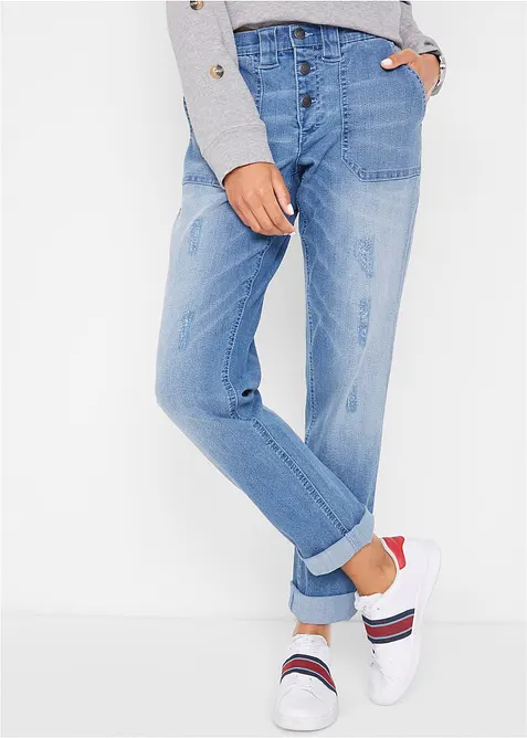 Comfort stretch boyfriend jeans, mid waist, bonprix