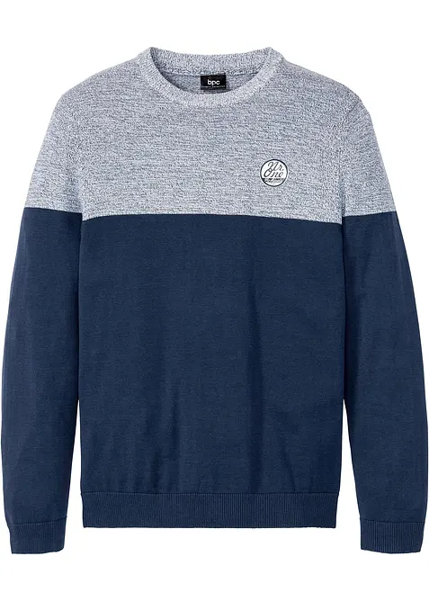 Fijn gebreide trui met colourblocking en katoen, bonprix
