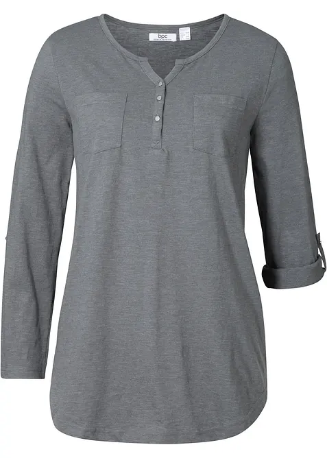 Katoenen Henley shirt met knoopsluiting, bonprix