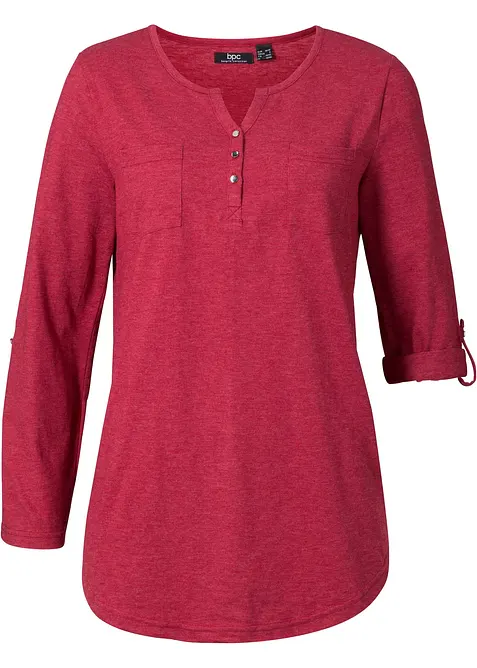 Katoenen Henley shirt met knoopsluiting, bonprix