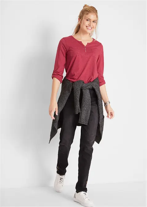 Katoenen Henley shirt met knoopsluiting, bonprix