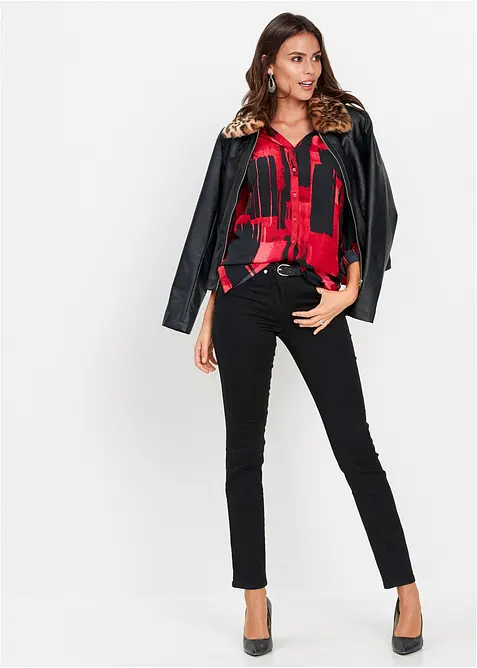 Gedessineerde lange chiffon blouse, bonprix