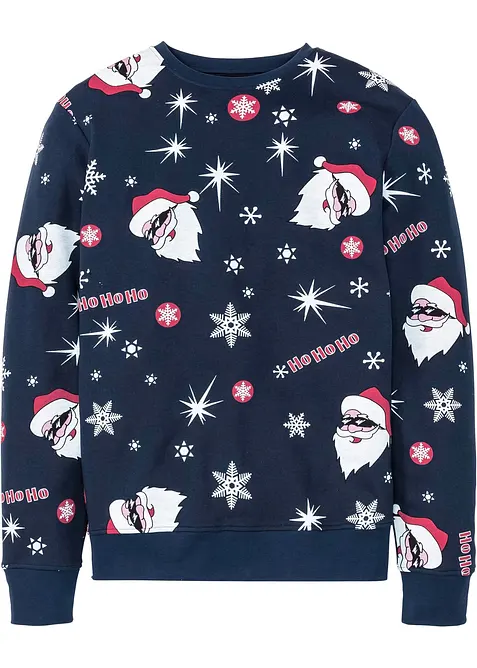 Sweater met kerstprint, binnenin zacht geruwd, bonprix