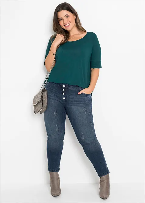 Shirt met ronde hals van zachte viscose, bonprix