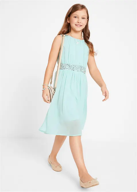 Chiffon meisjes jurk met paillettenband, bonprix