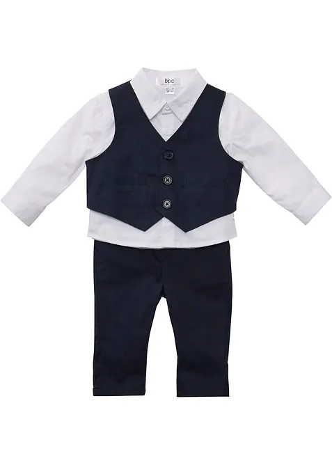 Baby pak: overhemd, gilet en broek van puur katoen (3-dlg. set), bonprix