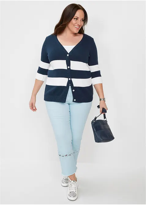 Gebreid vest van katoen met strepen, bonprix