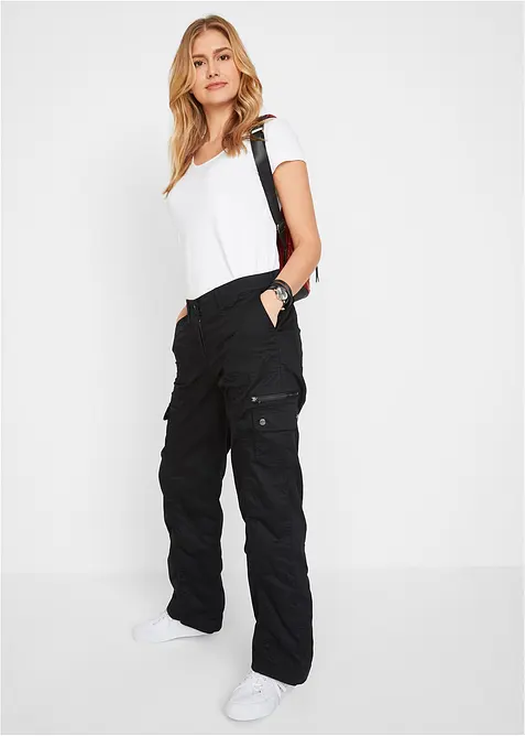 Mid waist cargo broek van katoen, bonprix