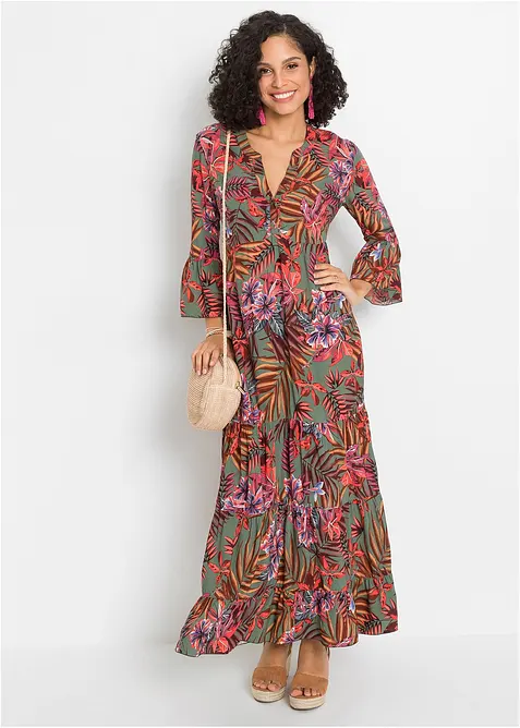 Gedessineerde maxi jurk van soepele viscose, bonprix