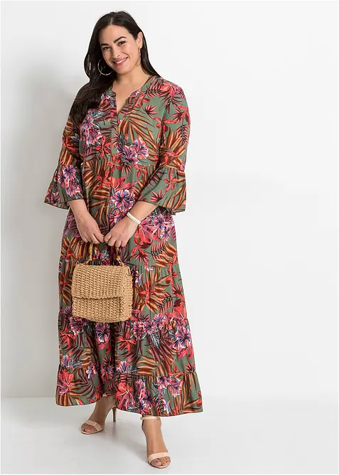 Gedessineerde maxi jurk van soepele viscose, bonprix