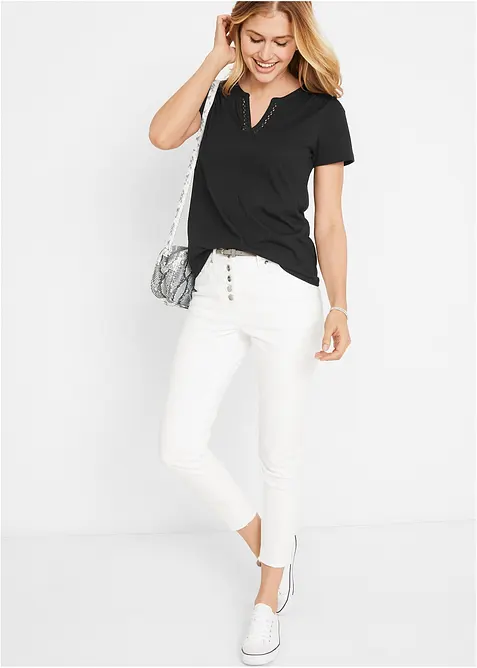 Shirt met decoratieve halslijn, bonprix