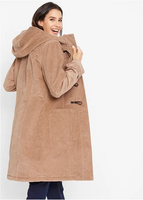 Gevoerde houtje touwtje jas van corduroy, bonprix