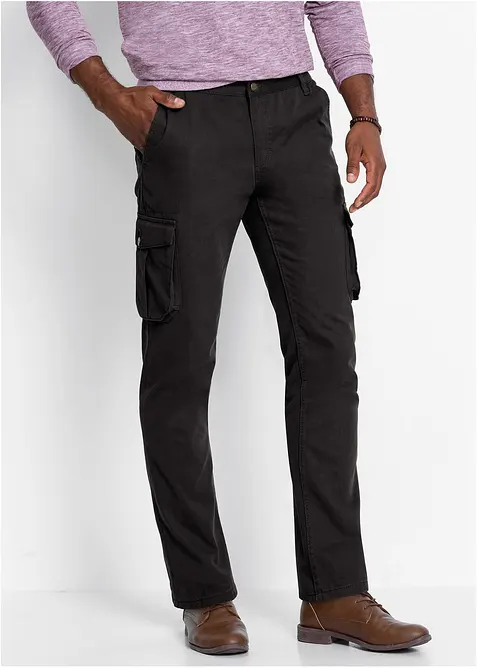 Regular fit cargo broek van puur katoen met comfort fit, straight, bonprix