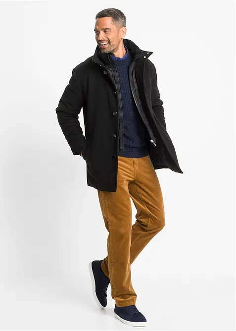 Winterjas met windvanger in wollen look, bonprix