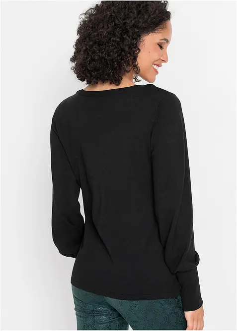 Fijngebreide trui met ballonmouwen, bonprix