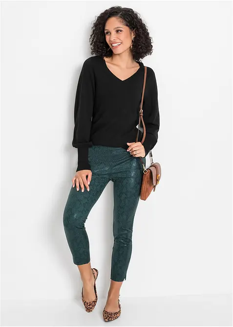 Fijngebreide trui met ballonmouwen, bonprix