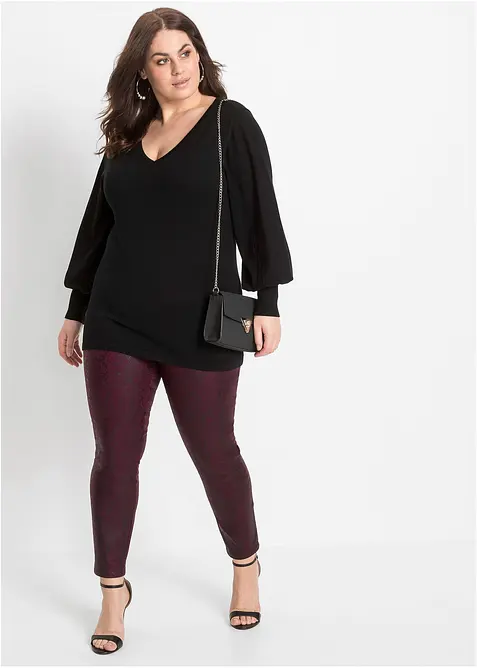 Fijngebreide trui met ballonmouwen, bonprix