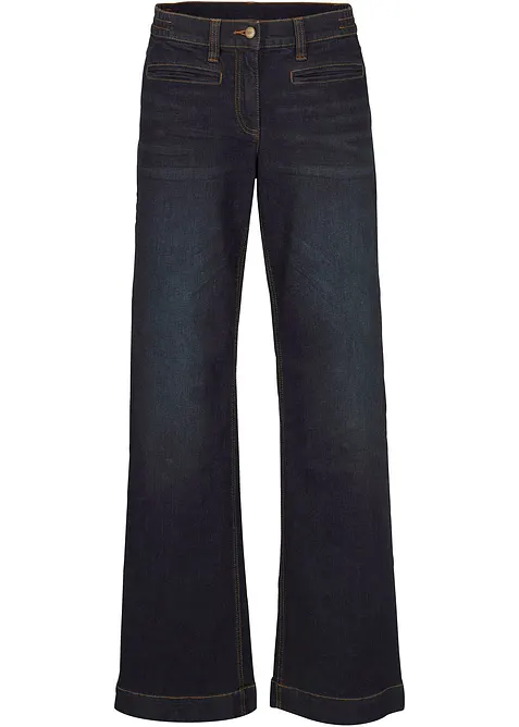 Wide leg mid waist jeans met een comfortabele band, bonprix