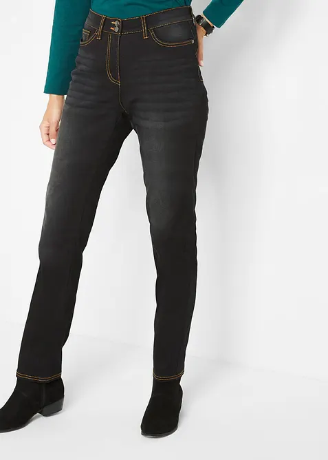 Straight jeans mid waist, thermo met comfortband, bonprix