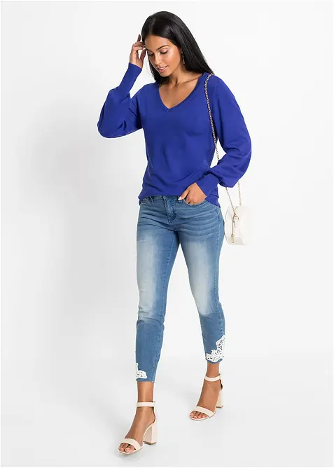 Fijngebreide trui met ballonmouwen, bonprix