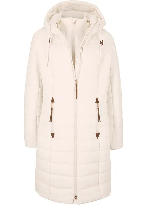Lange gewatteerde jas, 2-in-1 look, bonprix