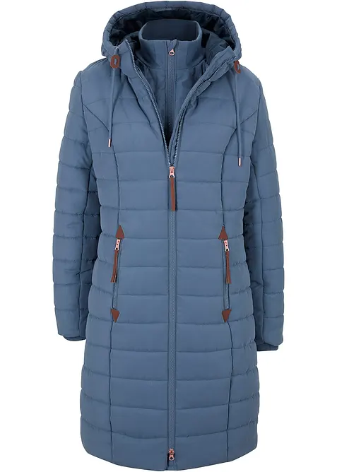 Lange gewatteerde jas, 2-in-1 look, bonprix