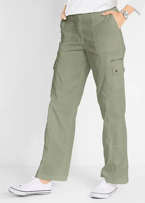 Mid waist cargo broek van katoen, bonprix