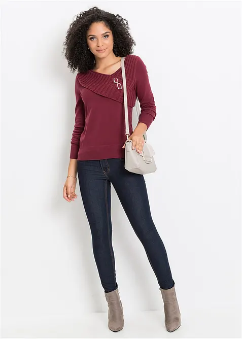 Fijngebreide trui in een katoenmix, bonprix