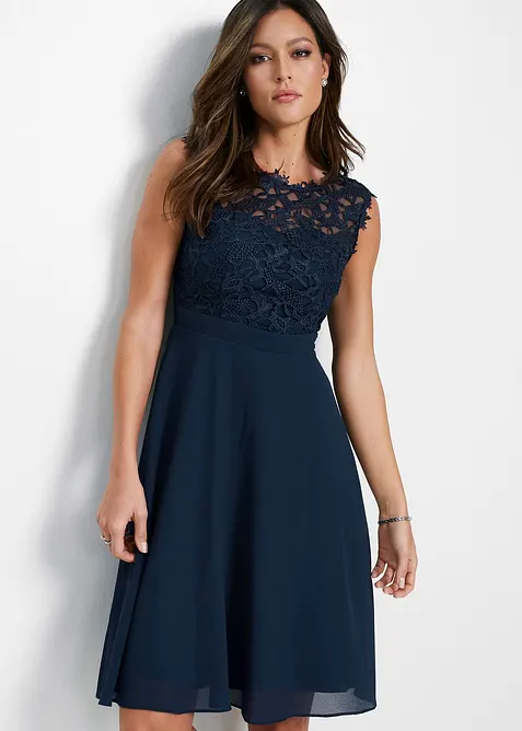 Mini jurk met kant, bonprix