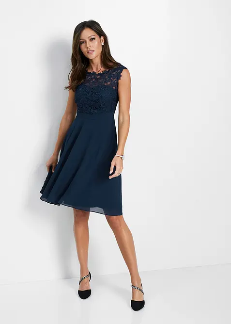 Mini jurk met kant, bonprix